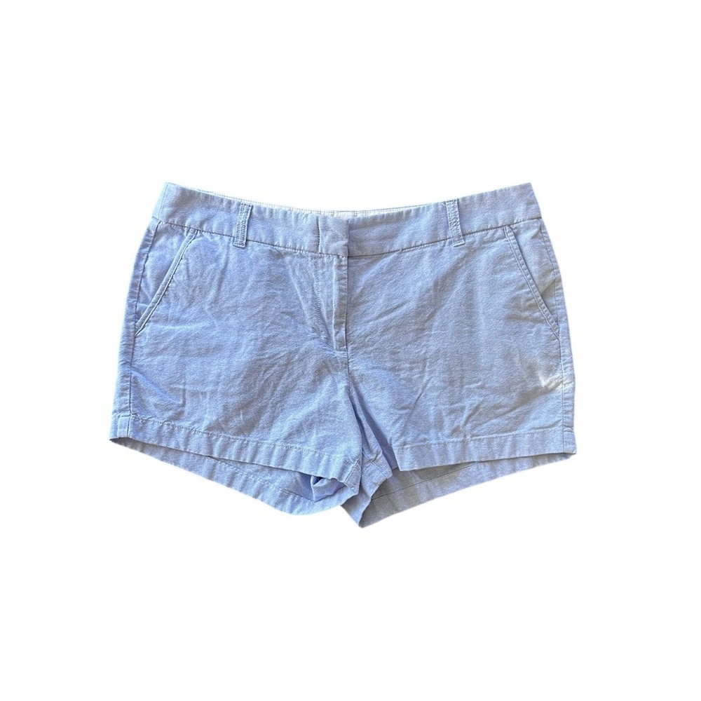 J.Crew Women Light Blue Oxford Chino Shorts Sze 10 Mid Rise Cotton Summer Preppy